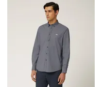 Camicia Con Micromotivo All-over E Interni A Contrasto - Uomo Camicie Blu Navy