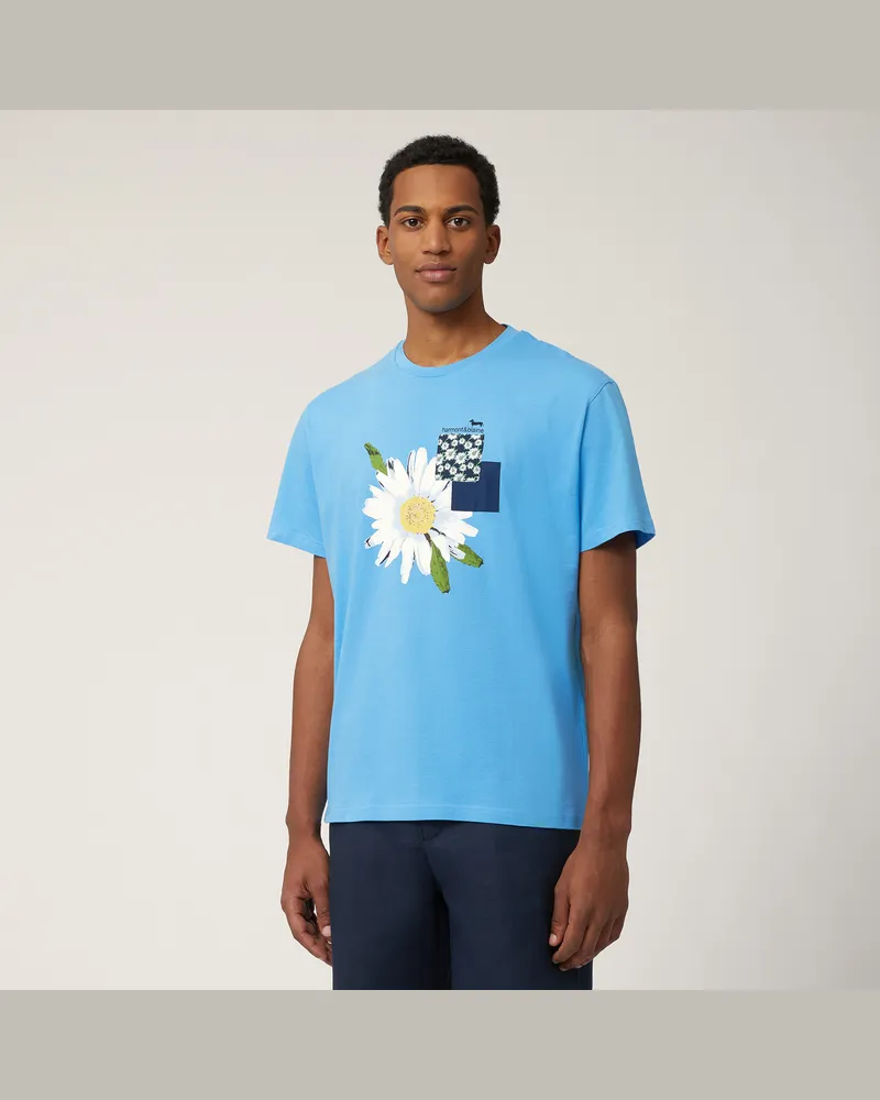 Harmont & Blaine T-Shirt Con Maxi Margherita Azzurro
