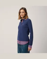 Harmont & Blaine Polo Con Inserti Stile Camicia Blu