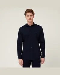 Harmont & Blaine Camicia In Popeline Di Cotone Stretch Blu