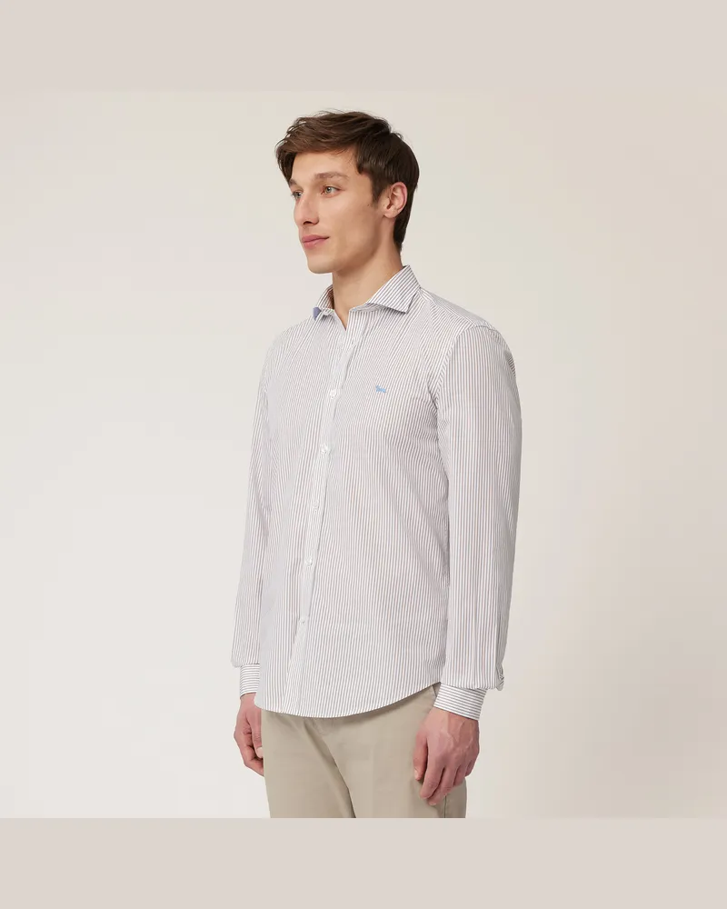 Harmont & Blaine Camicia Rigata In Puro Cotone Beige