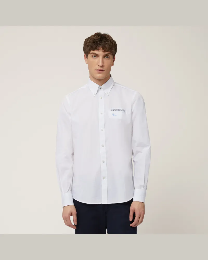 Harmont & Blaine Camicia In Cotone Con Taschino/Pochette Bianco