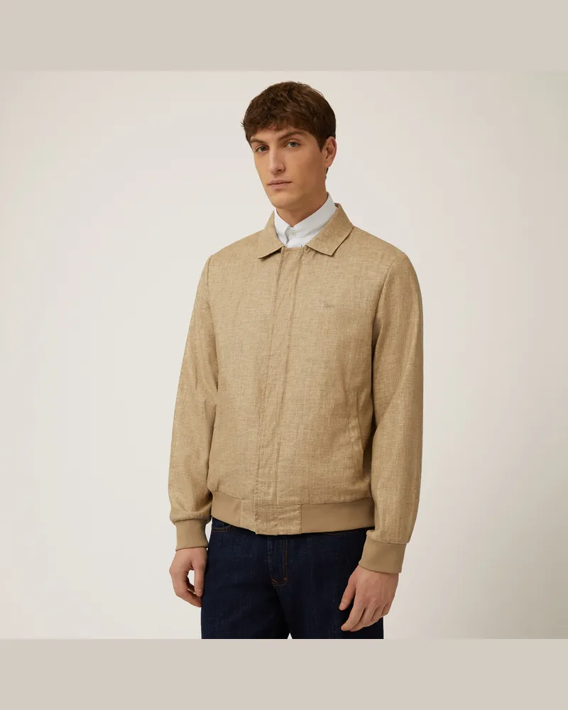 Harmont & Blaine Bomber In Misto Lino Beige