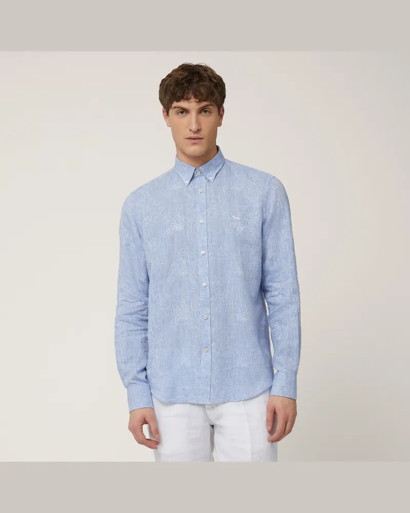 Harmont & Blaine Camicia In Puro Lino Blu
