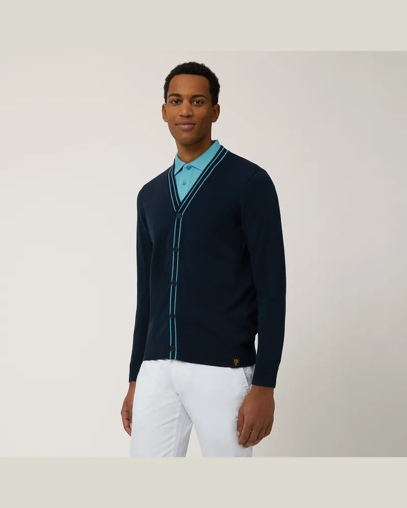 Harmont & Blaine Cardigan Con Dettagli Rigati Blu