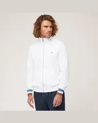 Harmont & Blaine Felpa Full Zip In Cotone Con Dettagli Rigati Bianco