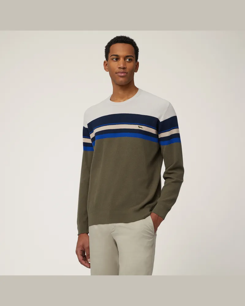 Harmont & Blaine Pullover A Righe Piazzate 3D Verde