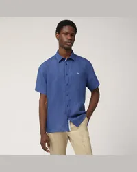 Harmont & Blaine Camicia A Maniche Corte In Lino Blu