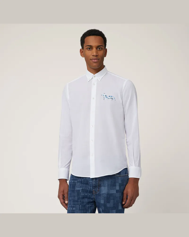 Harmont & Blaine Camicia Con Bassotto Stampato Bianco
