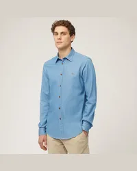 Harmont & Blaine Camicia In Denim Di Cotone Stretch Celeste