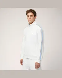 Harmont & Blaine Felpa Full Zip In Cotone Stretch Con Nastro Rigato Bianco