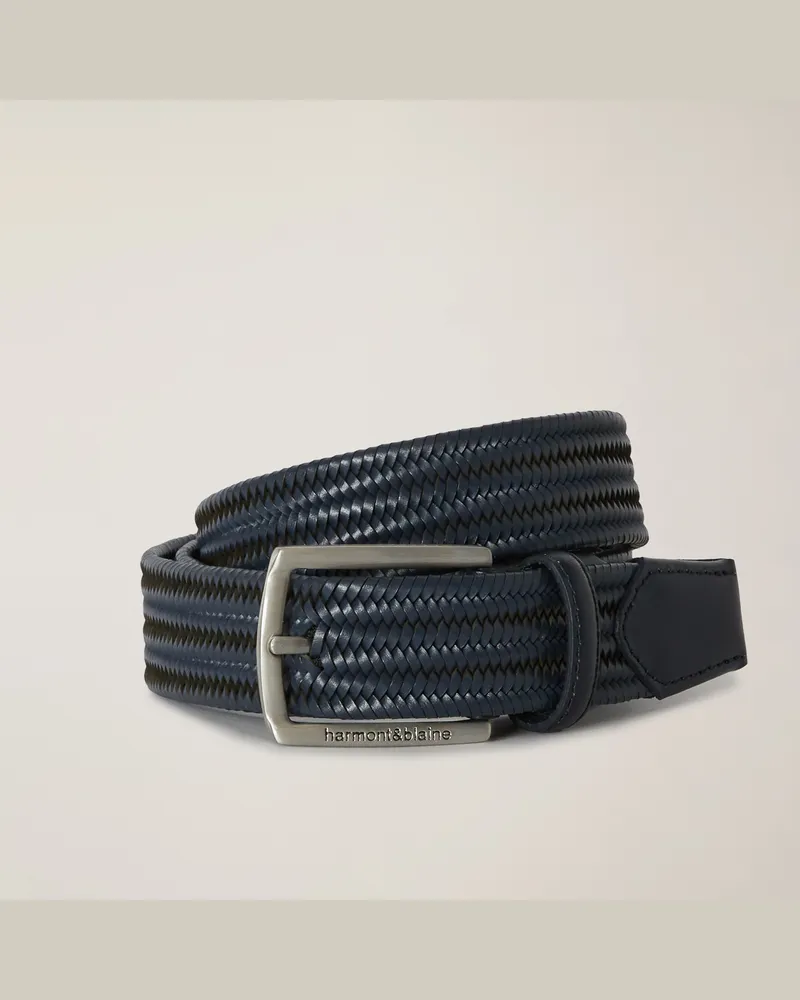 Harmont & Blaine Cintura In Pelle Intrecciata Blu