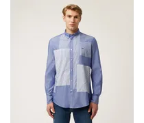 Camicia In Cotone Con Patch - Uomo Camicie Blu Chiaro