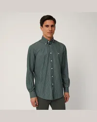 Harmont & Blaine Camicia A Righe In Puro Cotone Verde