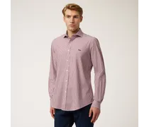 Camicia In Cotone Organico Con Microrighe - Uomo Camicie Rosso