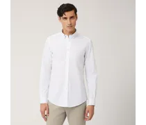 Camicia In Cotone Con Contrasti Interni - Uomo Camicie Bianco