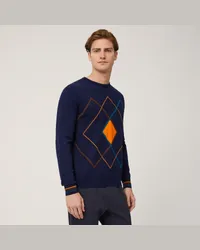 Harmont & Blaine Pullover Con Motivo Argyle Blu