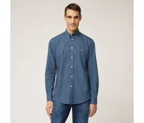 Camicia Narrow Fit Con Micromotivo All-over - Uomo Camicie Blu