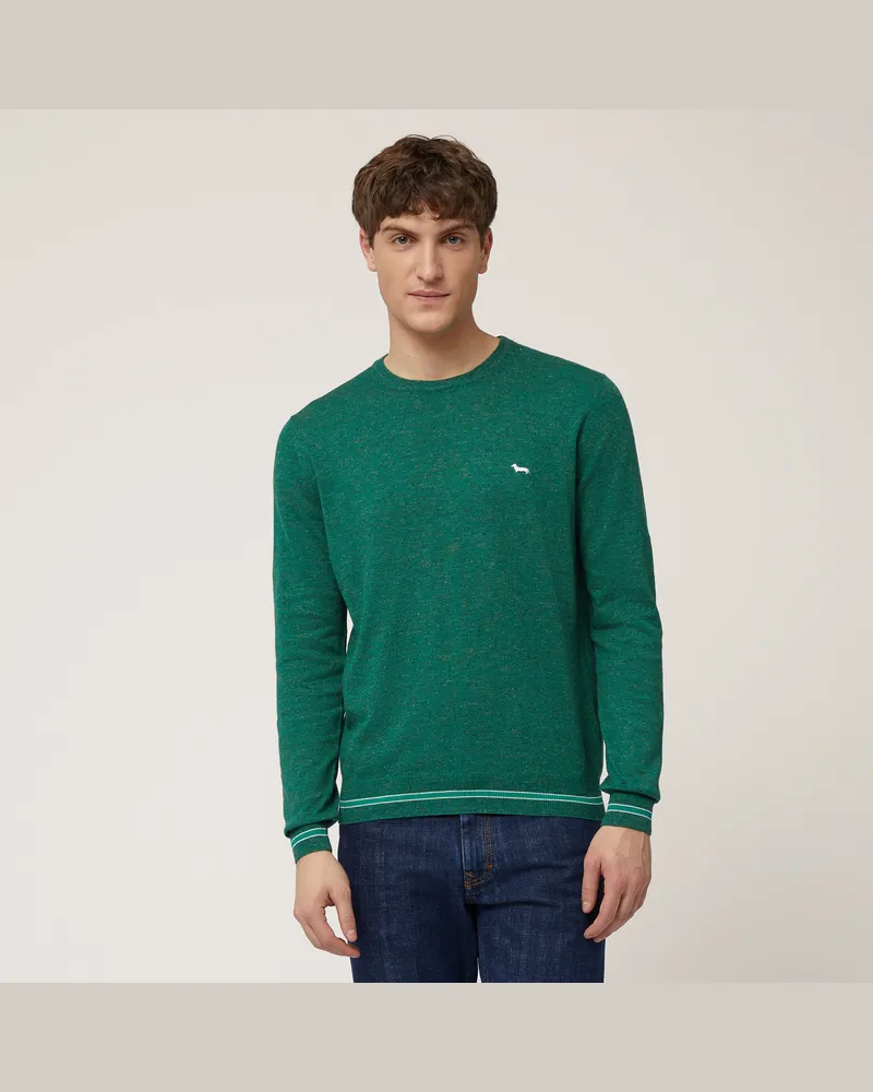 Harmont & Blaine Pullover Girocollo In Tweed Verde