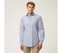 Camicia In Cotone A Righe - Uomo Camicie Blu Chiaro