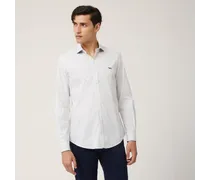 Camicia In Cotone Stretch Con Contrasti Interni - Uomo Camicie Blu Navy