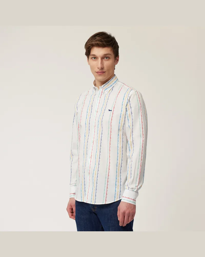 Harmont & Blaine Camicia A Righe Con Lettering Bianco