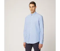 Camicia In Cotone A Righe Sottili - Uomo Camicie Blu