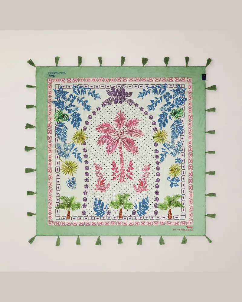 Harmont & Blaine Foulard In Seta Stampa Palme Verde
