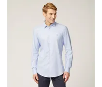 Camicia Hbj In Cotone Con Microfantasia All-over - Uomo Camicie Dusty Blu
