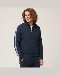 Harmont & Blaine Felpa Full Zip In Cotone Stretch Con Nastro Rigato Blu