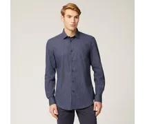 Camicia In Cotone Strutturato - Uomo Camicie Blu