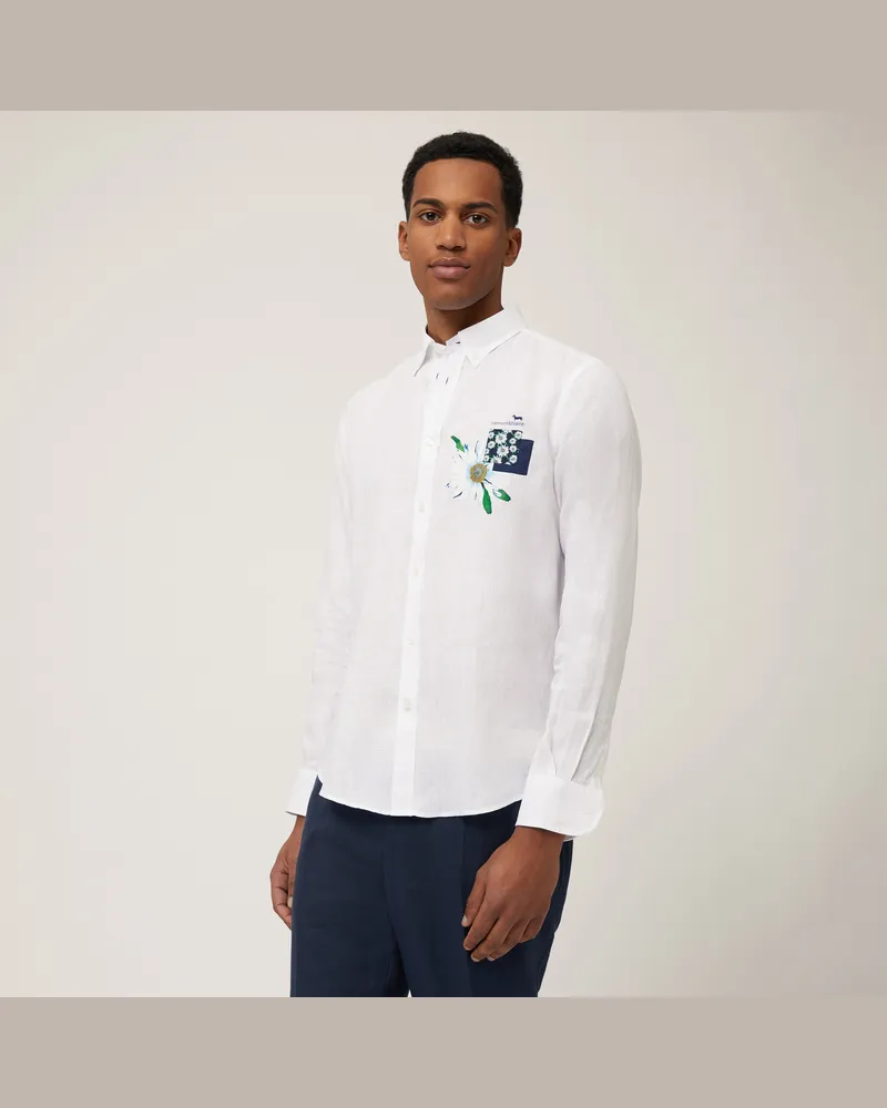 Harmont & Blaine Camicia In Lino Capsule Mare Bianco