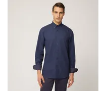 Camicia In Cotone Con Micro Motivo Geometrico All-over - Uomo Camicie Blu