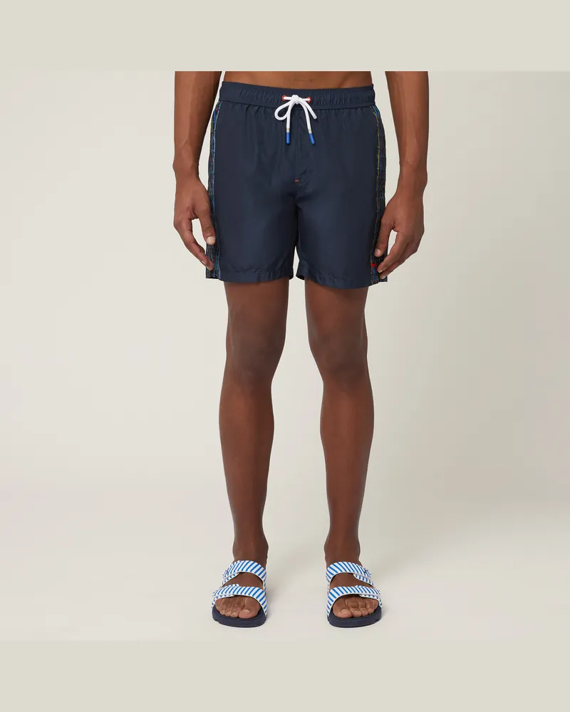Harmont & Blaine Shorts Da Mare Con Lettering Azzurro