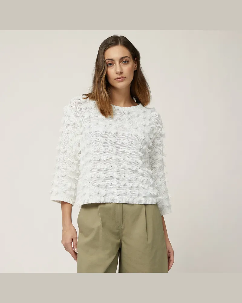Harmont & Blaine Maglia In Cotone Con Ciuffetti Bianco