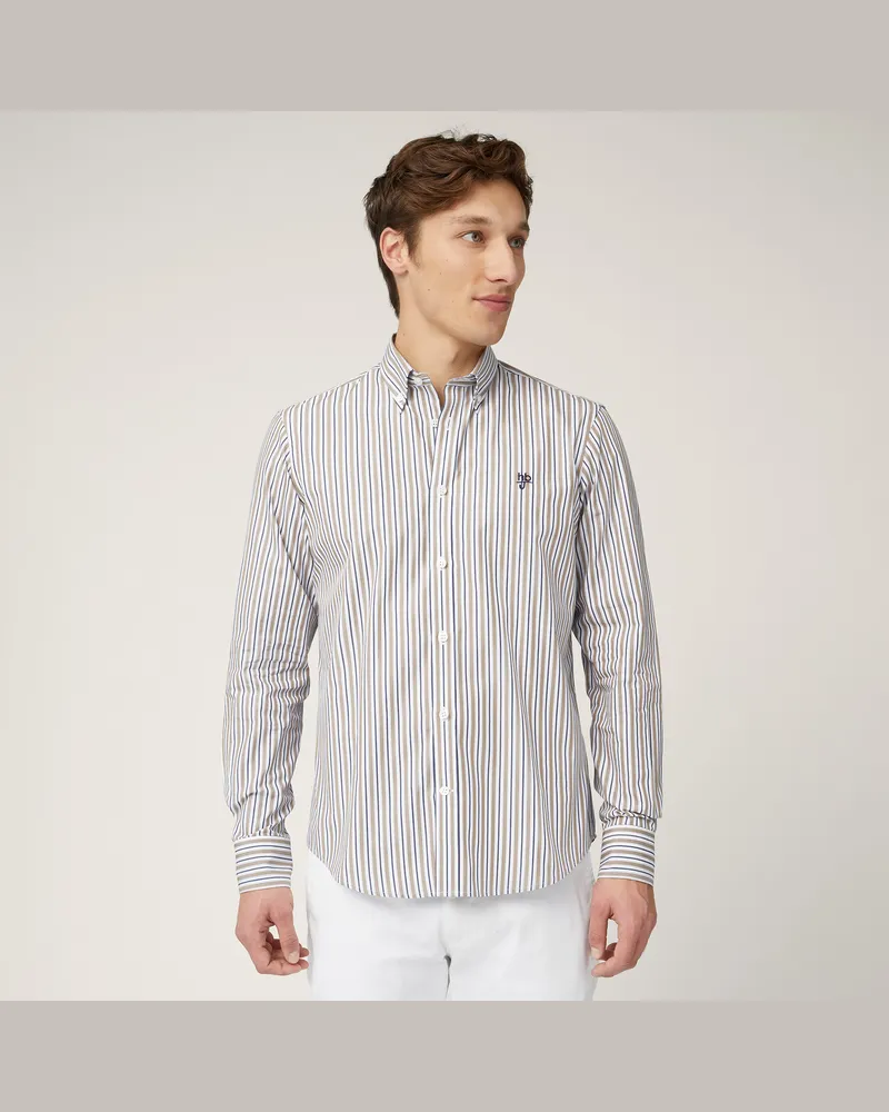 Harmont & Blaine Camicia Multirighe In Cotone Marrone