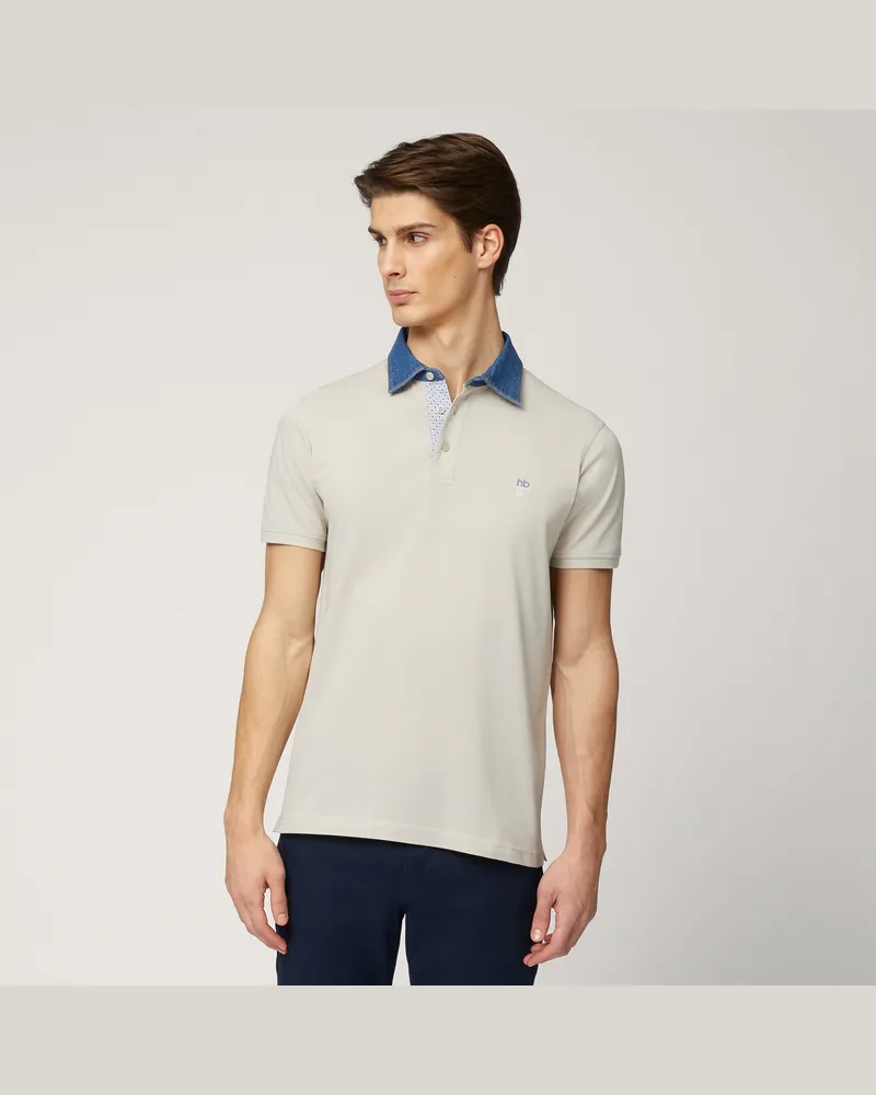 Harmont & Blaine Polo Con Collo In Denim Sabbia