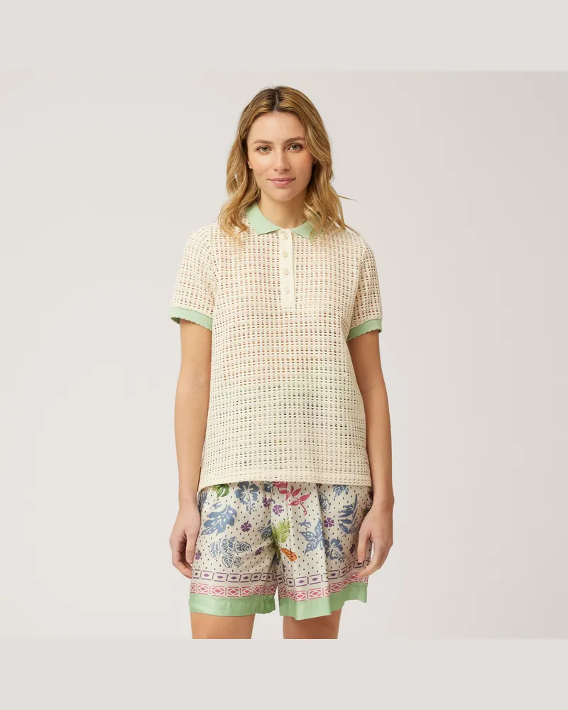 Harmont & Blaine Polo Effetto Crochet Bianco