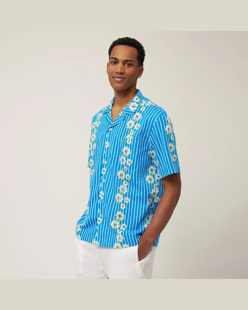 Harmont & Blaine Camicia Bowling Stampata Azzurro