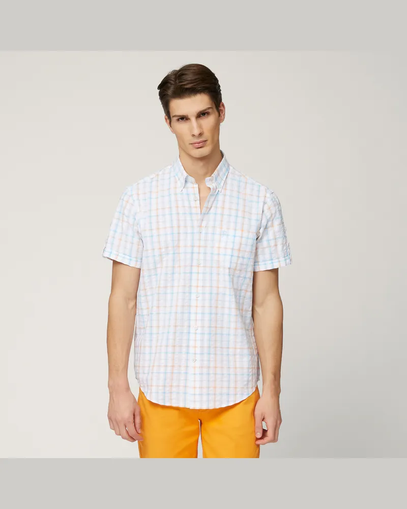 Harmont & Blaine Camicia Quadri Manica Corta Arancio