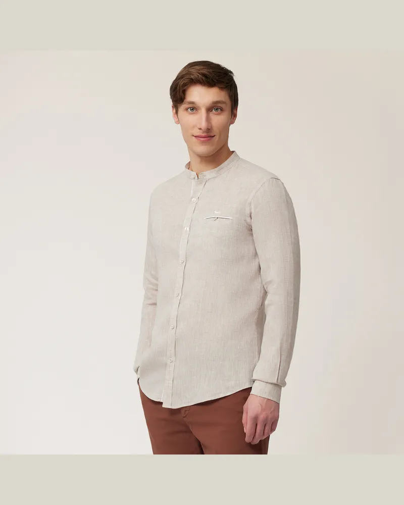 Harmont & Blaine Camicia Con Collo Alla Coreana Beige