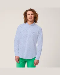 Harmont & Blaine Camicia In Cotone A Micro Pois Azzurro