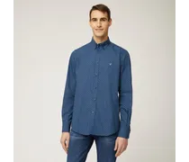 Camicia In Cotone Con Micro-motivo  All-over - Uomo Camicie Blu
