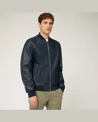 Harmont & Blaine Bomber Reversibile In Nappa Blu