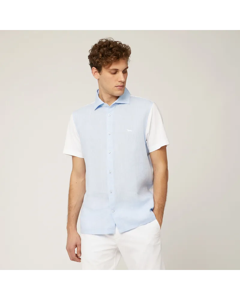 Harmont & Blaine Polo Camicia In Cotone E Lino Bianco