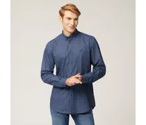 Camicia In Cotone Con Motivo All-over - Uomo Camicie Blu