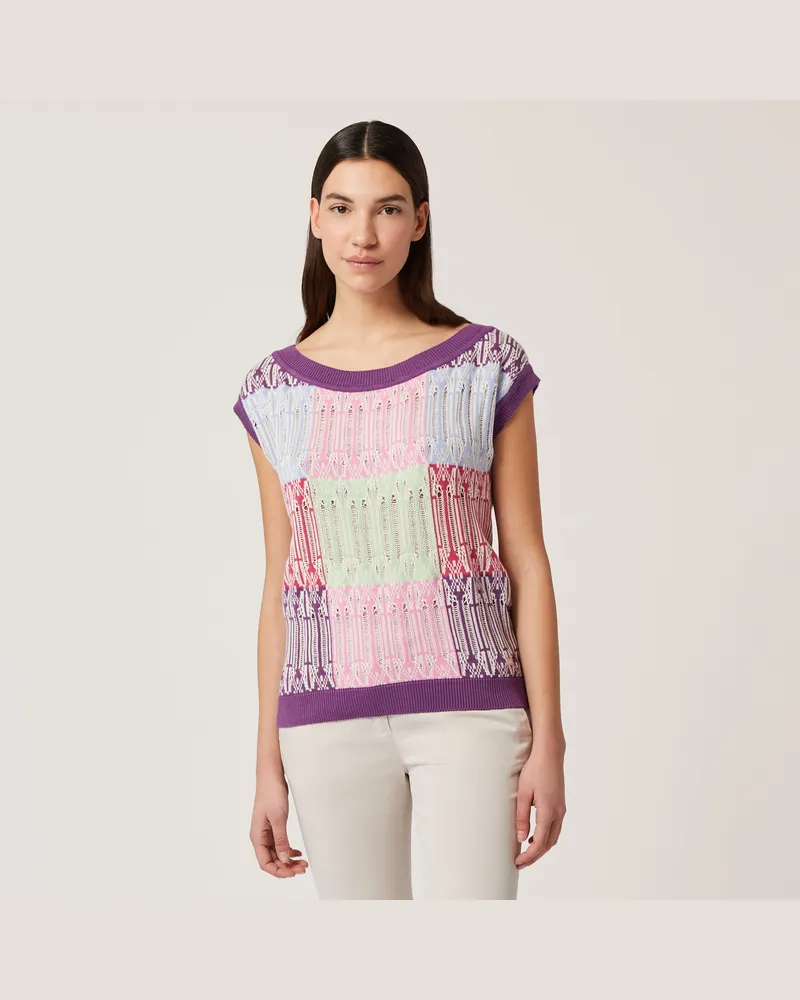 Harmont & Blaine Maglia Smanicata Jacquard Viola