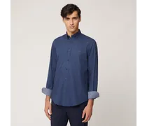 Camicia In Cotone A Righe Con Interni A Contrasto - Uomo Camicie Blu