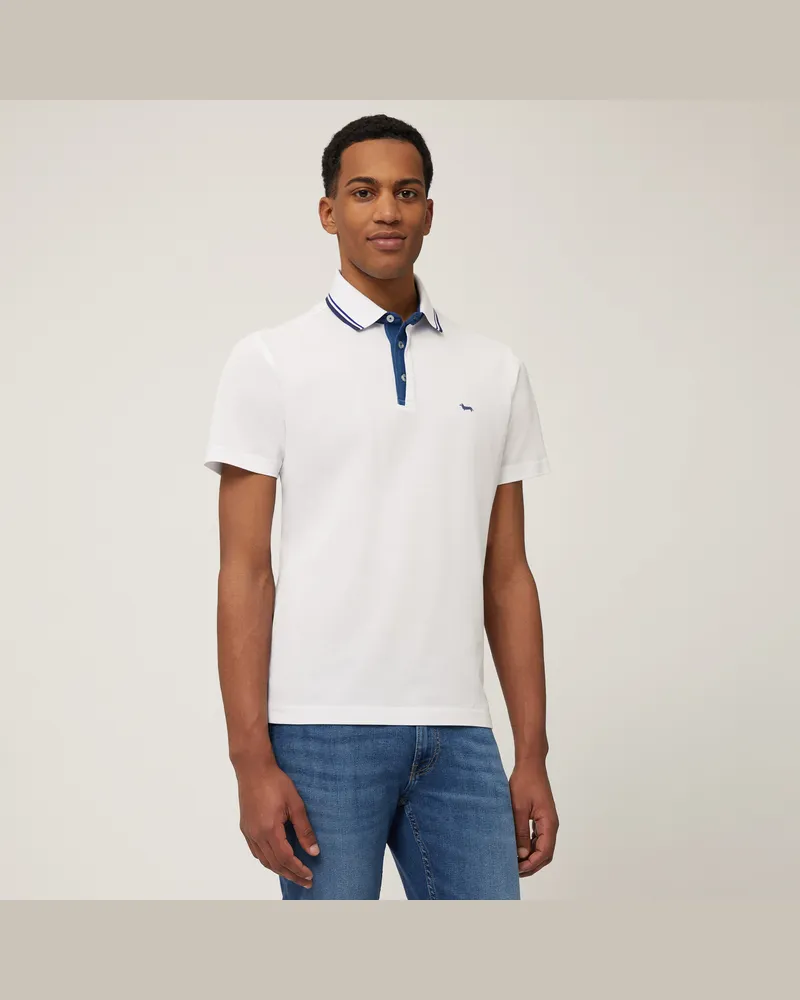 Harmont & Blaine Polo Con Dettagli In Denim Bianco