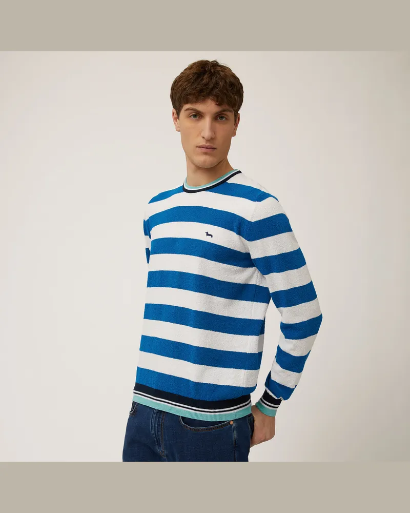 Harmont & Blaine Pullover Rigato In Spugna Azzurro